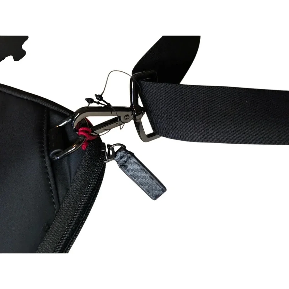 Tumi Mens Black Nylon Crossbody Messenger Bag Carbon Fiber Trim Zip NWT $395 - Picture 7 of 12